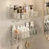 Tubo de almacenamiento para peine de baño de acero inoxidable 304, soporte para rizador de pelo, organizador de tocador de baño montado en la pared, instalación sin perforación