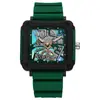 Reloj para Hombre Iridiscente Cuadrado Hueco de Moda Láser Fuente de Fábrica Comercio Exterior Casual de Gama Alta Reloj de Cuarzo de Silicona