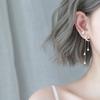 Aretes Asimétricos de Estrella y Luna con Borla Aguja de Plata Aretes Largos Femeninos de Diseño Nicho para Mujer 2024 Nueva Tendencia