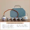 Conjunto de Chá Cerâmico Kung Fu com Esmalte Cinza, Incluindo Bule, Gaiwan com Paisagem, Xícaras de Chá, Embalado em Caixa de Madeira de Alta Qualidade, Brinde Corporativo