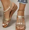 Nuevas Sandalias Planas de Pedrería Boca de Pez de Verano 2025 para Mujer, Comercio Exterior, Tallas Grandes, Zapatos de Mujer al por Mayor