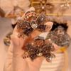 Horquilla rota con flequillo y lazo de diamante estilo coreano para mujer, con clip lateral, estilo princesa que combina con todo, con agarre pequeño.