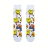 Meias de algodão anime para quatro estações masculinas, meias populares estilo exportação, meias do Bob Esponja Calça Quadrada e meias do Patrick Estrela para mulheres, comprimento até a panturrilha