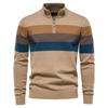 Suéter Pulóver Patchwork para Hombre AIOPESON Algodón Casual Cremallera Cuello Alto Falso Suéter para Hombre Nueva Moda de Invierno Suéter Cálido para Hombre