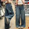 Jeans de pierna ancha estilo workwear americano para mujer, nuevo modelo primavera y otoño 2026, holgados, adelgazantes, casuales, con caída, pantalones rectos a la moda