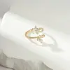 Venta Caliente Transfronteriza Anillo de Lujo Ligero Moda Borde de Anillo Circonita Mariposa Flor Mujer Elegante Versátil Sentido de Alta Gama Joyería Exquisita
