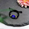 00 Liga Gota de Óleo Oblonga Contas Perfuradas Contas Olho Grego Corda Preta Trançada Vidro Cerâmica Anel Olho Grego