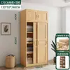 Armario para Uso Doméstico en el Dormitorio, Armario de Madera Maciza con Puertas Correderas para Apartamentos Pequeños, Armario de Madera Moderno y Sencillo Fácil de Ensamblar para Niños