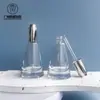 Botella de vidrio cónica de 15 ml al por mayor, botella de perfume triangular, botella de bola para aceite de esencia, botella gotero cosmético, frasco para gotas