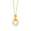 Collar Colgante de Paz de Jade Hotan Serie Diosas de las Doce Flores Plata de Ley S925 Colgante de Jade Incrustado Estilo Chino Nuevo Cadena para Clavícula