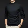 Tejido de Lana para Hombre Casual de Negocios Color Sólido Engrosado Cálido Tejido de Lana Nuevo para Otoño e Invierno Camiseta Base de Lana para Hombre