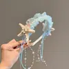 Diadema Infantil Princesa Elsa Océano Azul Accesorios para el Cabello de Niñas Diadema de Sirena de Hielo y Nieve 2025 Nuevo Tocados