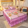 Esterilla de Verano, Esterilla de Seda de Hielo, Faldón de Cama, Juego de Tres Piezas, Esterilla Doble para el Hogar, Esterilla Lavable a Máquina para el Verano con Aire Acondicionado, Esterilla Suave, Cubre Cama