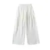 Pantalones Deportivos Rectos Ajustados Versátiles de Verano Nuevos, Pantalones de Lino Sexys de Cintura Alta de Longitud al Suelo Estilo Americano