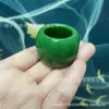 Anillo de Jaspe Verde Amarillo Seco al por Mayor, Anillo de Moda y Audaz, Anillo Curvo Vintage, Elegante Anillo de Jade