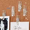 Clip para fotos, clip transparente de chincheta, pines para tablero de fieltro de mensajes de jardín de infantes, pines en forma de I, clip para exhibir tarjetas y fotos