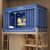 Mosquitero y Cortina para Litera de Dormitorio Estudiantil con Diseño de Tres Puertas Bloqueador de Luz, Soporte para Cortina de Cama de Dormitorio, Mosquitero Extensible a Prueba de Polvo