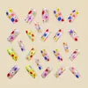 Patches de Arte para Unhas com Padrão de Flores e Plantas Novos para Primavera e Verão, Patches de Arte para Unhas Multicor Brilhantes Misturados, Arte para Unhas Removível
