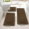 Set de Tres Piezas de Terciopelo de Coral Absorbente de Agua y Aislante Térmico para Baño del Hogar Alfombra Antideslizante en Forma de U Alfombra de Piso para Baño Transfronteriza Temu