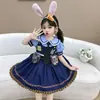 Disfraz de Policía Conejo Judy para Niños, Atuendo de Cosplay para Actuación de Primavera y Otoño, Vestido de Princesa Lolita Infantil de Disney