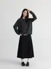 Cárdigan suéter de cuello redondo a bloques de color con rayas grises y negras clásico, una prenda exterior de punto de manga larga versátil para mujer, perfecta para otoño e invierno, con un look relajado y elegante