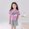 2026 Camiseta de Algodão Puro Moda Verão para Meninas, Crianças e Estudantes, Rosa Solta Moda Top Tendência