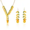 Set Transfronterizo Moda Europea y Americana Pendientes y Collar de Circonita de Moda Estilo Ins Cadena de Clavícula con Borla de Espiga de Trigo Joyería Fresca para Mujer