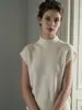 [100% Lana Pura] Suéter de Punto Integrado sin Costuras con Mangas de Murciélago y Cuello Semi-Alto para Mujer, Adecuado para Usar en Capas como Suéter