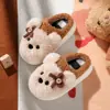 Chinelos de Algodão Quentes Antiderrapantes de Solado Grosso Outono e Inverno para Meninos Crianças Chinelos de Pelúcia de Cachorro Cartoon Fofo para Meninas