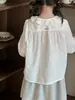 Camisa de manga larga para niña Little Red Fish, colección de otoño, mezcla de algodón y lino, ropa infantil estilo coreano, adecuada para primavera y otoño, camisa a juego para padres e hijos