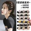 Celebridade da Internet Presilha Lateral Strass Franja Presilha Artefato para Trançar Estilo Camada Dupla Fixa Grampo de Cabelo Palavra Única Torcedor de Cabelo