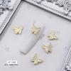 Joyería para Uñas con Diseño de Mariposa Dorada Explosiva Lujo Ligero Hueca Tridimensional Líquida Alas Grandes de Mariposa Decoración para Uñas con Taladro Venta al por Mayor