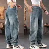 Colección Primavera/Otoño 2026: Jeans para hombre estilo retro americano, versátiles, acabado lavado, ligeramente cónicos, corte slim, pantalones casuales