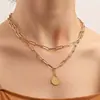 Nova Moda Elegante e de Alta Qualidade Colar Criativo Popular Europeu e Americano Corrente de Clavícula Exagerada Colar Simples com Pingente Redondo para Mulheres