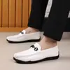 Marca Dragonfly, zapatos casuales de cuero negros para hombre estilo británico, mocasines sin cordones con suelas blandas, perfectos para conducir