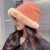 Sombrero de Pescador de Felpa Gruesa para Otoño e Invierno para Mujer, Moderno, Combinable, que Afina el Rostro, Sombrero de Cubeta Pequeño, Calentadores de Orejas Cálidos, Gorro Enrollado, a la Moda
