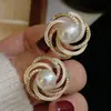 Live do TikTok Versão Coreana Brincos Mais Vendidos para Mulheres, Camélia Estilo Chanel de Pérola Falsa, Joias Envoltas em Fio