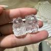 Cristal Blanco Natural Deseo Zorro de Nueve Colas Superficie Esmerilada Tallado Estéreo Agujero Pasante Superior e Inferior Pulsera de Joyería de Zorro de Nueve Colas