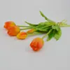 Buquê de Tulipas Simuladas de Cola Macia Flor de Tulipa Pe Látex Silicone Flor Artificial Toque Hidratante 5 Cabeças de Tulipas