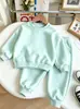 Conjunto de Sudadera de Color Sólido Europeo y Americano para Niñas Nuevo Estilo Unisex Infantil Casual Bebé Temporada de Primavera y Otoño Ropa Deportiva Infantil Comercio Exterior