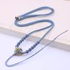 Collar Espiral de Amor Bicolor Cuerda de Cuello Unisex Cera de Abeja Ajustable Cuerda con Colgante Hebilla de Jade Hetian