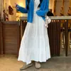 Saia Tutu Branca de Cintura Alta Emagrecedora Estilo Fada Linha A Comprimento Médio para Mulheres, Adequada para Primavera, Outono e Verão