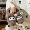 Novas Pantufas de Algodão Femininas Quentes de Inverno Antiderrapantes para Casa com Forro de Pelúcia Coelho e Calcanhar de Bolsa