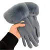 Guantes de terciopelo alemán para mujer, guantes de lana cálidos con forro polar de invierno, guantes de dedo de felpa con tapa abatible para pantalla táctil, guantes elásticos para montar a caballo para mujer