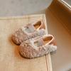 Zapatos de bebé de algodón con punta redonda para otoño e invierno de 2023, dos combinaciones, antideslizantes, de felpa, cálidos, para niños y niñas, cómodos y sin cordones
