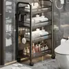 Estante de almacenamiento para baño con ruedas, organizador de capas móvil para baño, balcón, detergente para ropa y artículos de tocador
