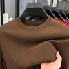 Popular Transfronterizo Otoño e Invierno Nuevo Casual Manga Larga Tejido Camiseta Base Suéter Camiseta de Hombre Lana Seda Top Nueva Temporada