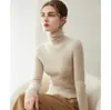 Suéter de cachemir suave y sin costuras, corte ajustado, 100% cachemir para mujer, cuello alto, color liso, tejido de punto para otoño e invierno