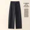Pantalones de Lana de Acetato de Gama Alta para Mujer, Novedad Otoño e Invierno 2025, Color Avena, Pantalones Casuales de Pierna Recta