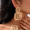 Collar Cuadrado Hueco Plegado Transfronterizo Europeo y Americano, Cadena para Clavícula de Moda Personalizada, Juego de Pendientes y Collar de Lujo Ligero de Gama Alta